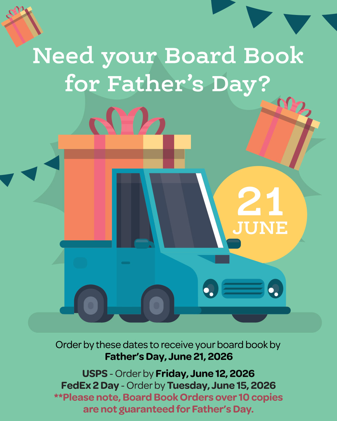 Order by These Dates to Receive your Board Book for Father's Day
